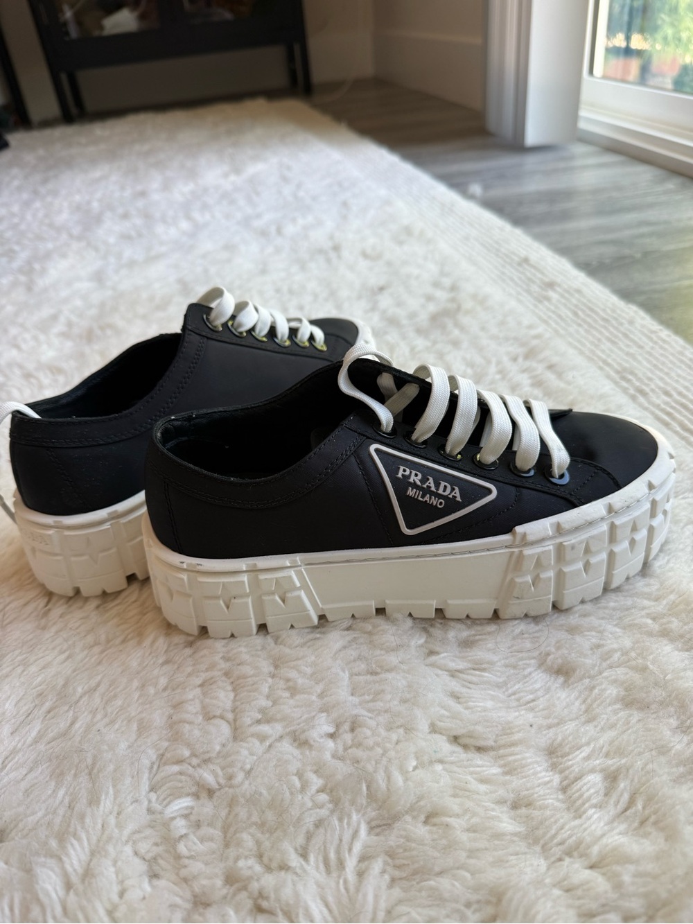 Black Platform Chunky Sneakers Size 37 | Worn Once | White Lug Sole - Picture 3 of 7